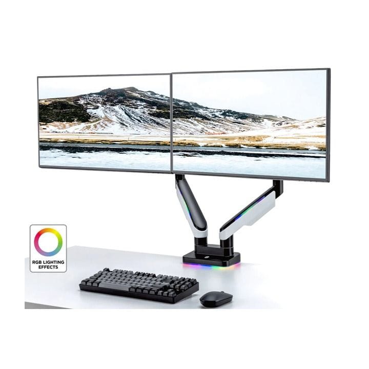 إيبك جيمرز حامل شاشتين RGB قابل للتعديل | أبيض - EG-EDSMA-W