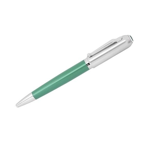 Dahnag Green Ballpoint Pen, Palladium Plated Metal Cover & Frame, Premium Luxury Writing Instrument, Elegant Executive Gift Pen