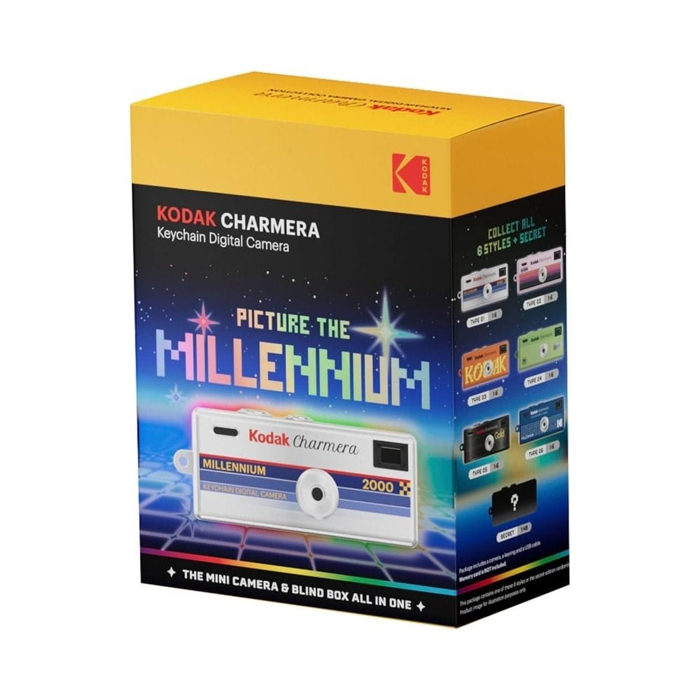 Kodak Charmera Keychain Digital Camera Blind Box  Millennium Edition, Single Box, 1.6MP Mini Camera & Camcorder, Micro SD Card Slot, USB-C | Assorted Colors | Pack of 1
