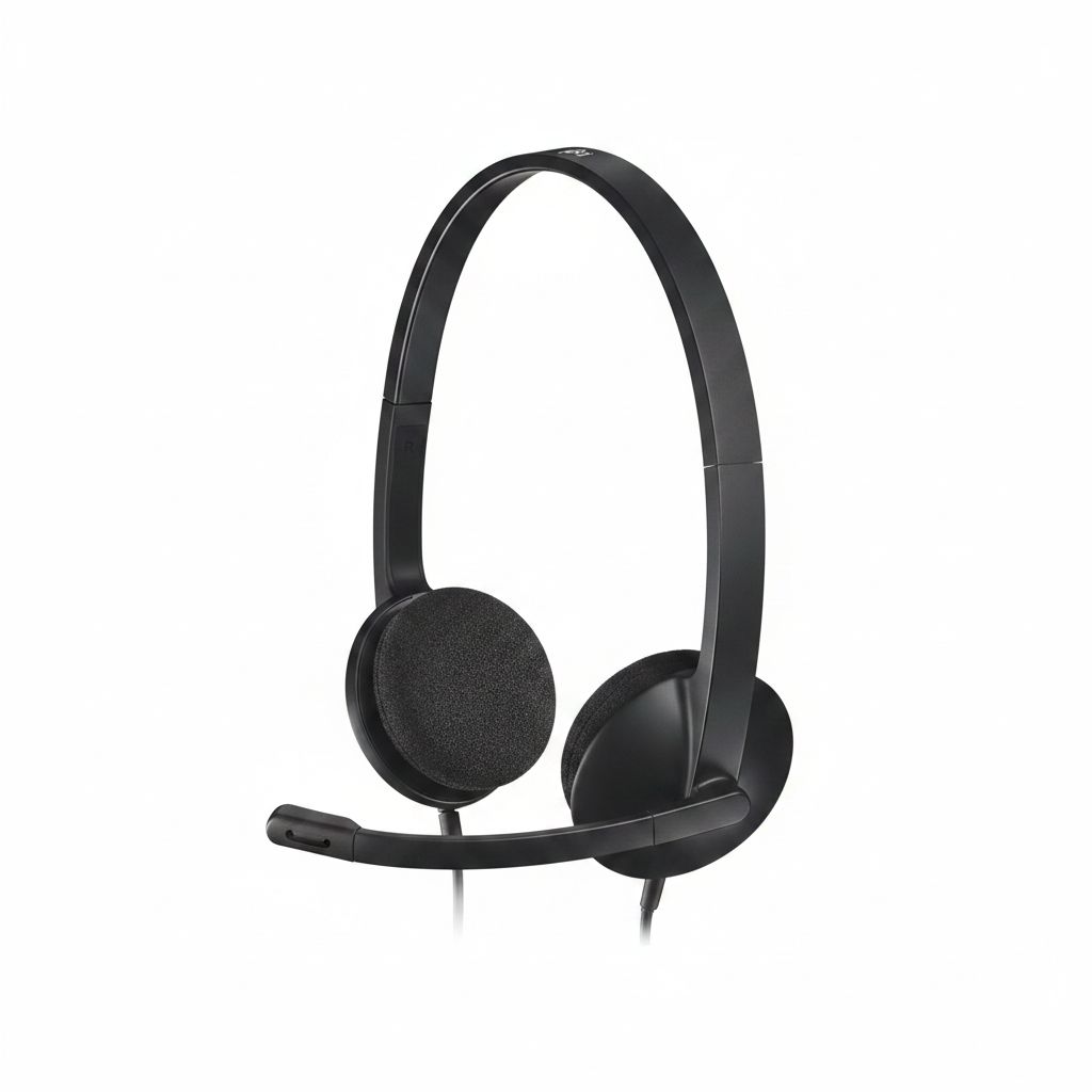 Logitech H340 USB PC Headset with Noise-Cancelling Microphone, Over-Ear - Black