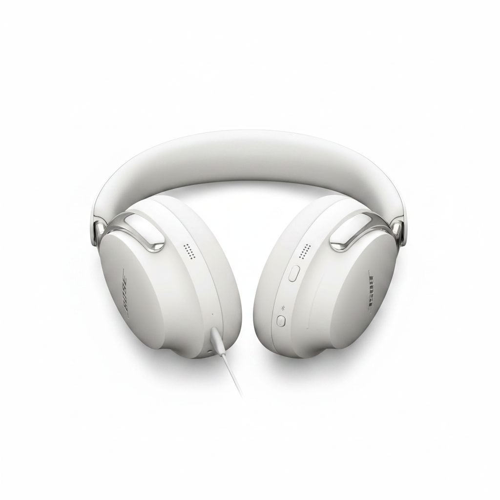 Bose QuietComfort Ultra Wireless Over-Ear Headphones (2nd Gen), Premium Noise Cancelling, Immersive Audio, Bluetooth - White