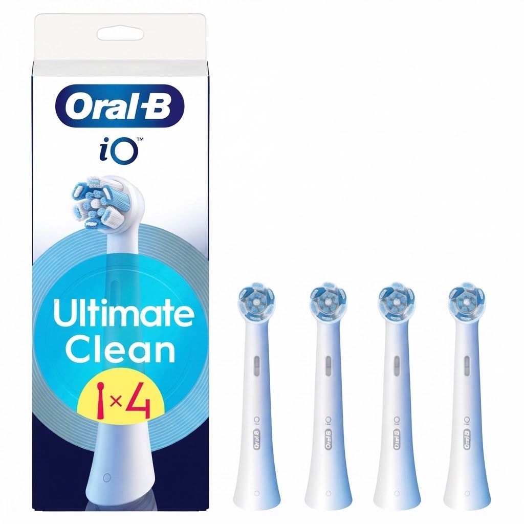Oral-B iO Series Ultimate Clean Replacement Brush Heads, White, 4-Count - Crisscross Bristles