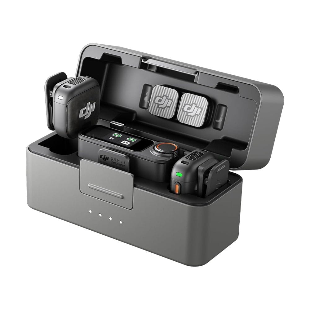 DJI Mic 3 Combo Wireless Microphone System, 2 Transmitters & 1 Receiver, Charging Case, 32-Bit Float Recording, Intelligent Noise Cancellation & Long Range Audio | Black - 6937224116344