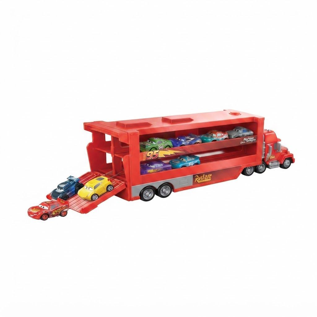 Disney Pixar Cars Mack Mini Racers Hauler Toy Transporter Truck, Stores Up to 18 Mini Racers, Portable Vehicle Carrier