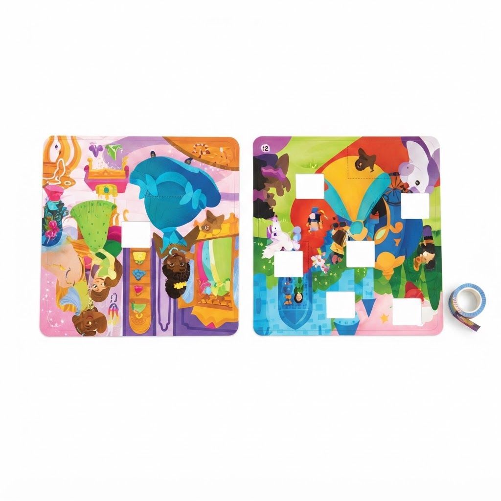 Skillmatics Tape It Unicorn & Princess Sticker Puzzles, 16 Interactive Picture Puzzles for Kids, Multicolour