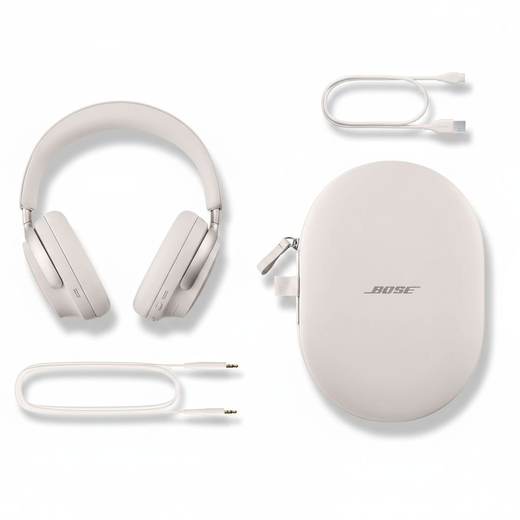 Bose QuietComfort Ultra Wireless Over-Ear Headphones, Noise Cancelling, Spatial Audio, Bluetooth, Up to 24-Hour Battery Life - White