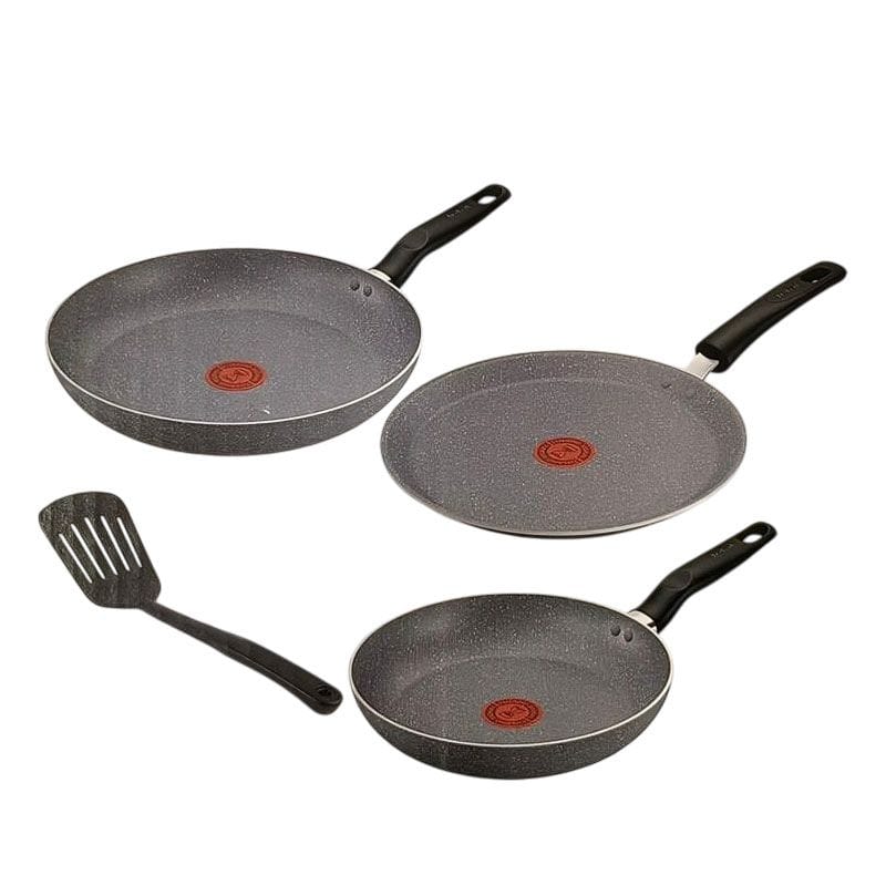 Tefal Natura 4-Piece Non-Stick Cookware Set, 20cm Frypan, 24cm Frypan, Pancake Pan, PTFE Coating, Aluminum - B867S485