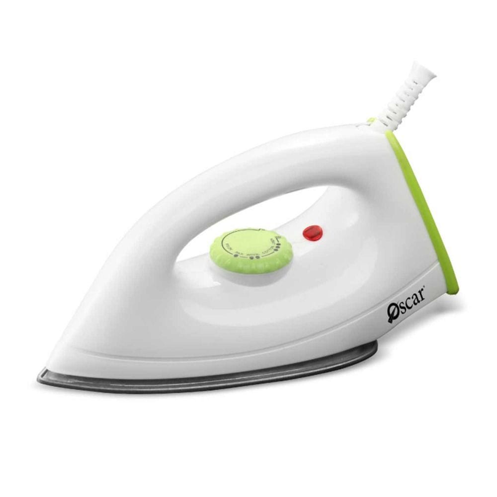 Oscar 1000W Dry Iron, Ceramic Soleplate, Lightweight Design, Temperature Control, BS Plug | White - ODI807