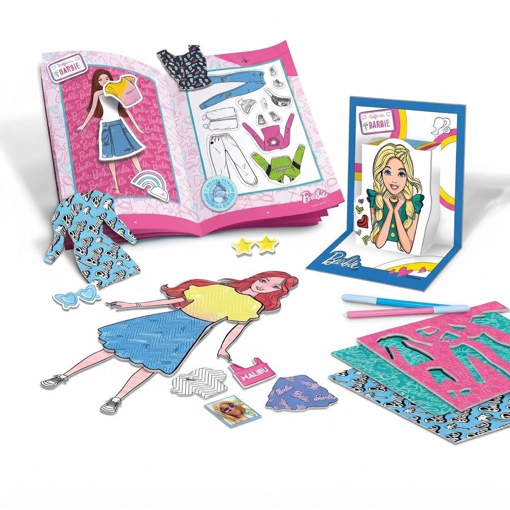 Barbie Fashion Colouring Backpack Craft Kit for Kids  DIY Creative Art Activity Set with Felt Tip 