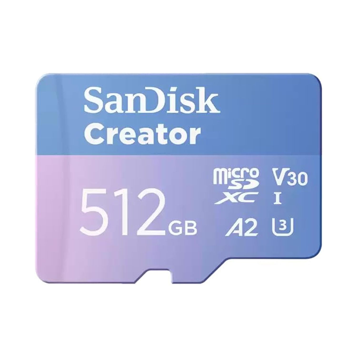 سانديسك كرييتور microSD سعة 512 جيجابايت مع محول، بسرعة قراءة تصل إلى 190 ميجابايت/ثانية وكتابة 130 ميجابايت/ثانية، أزرق
