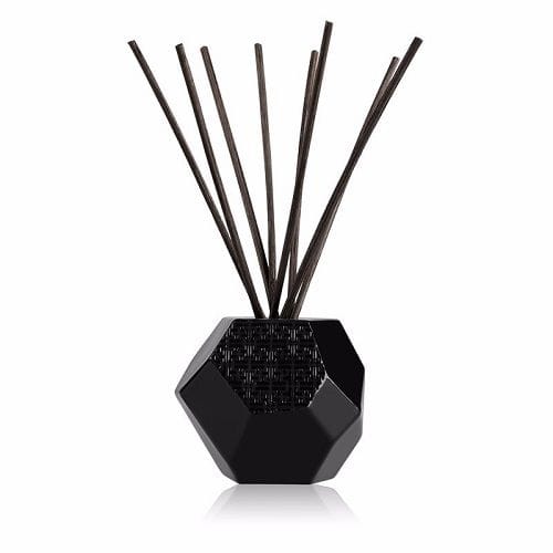 Chando Obsidian Collection Reed Diffuser, Hexagonal Black Vessel with Geometric Design, Black Reed Sticks