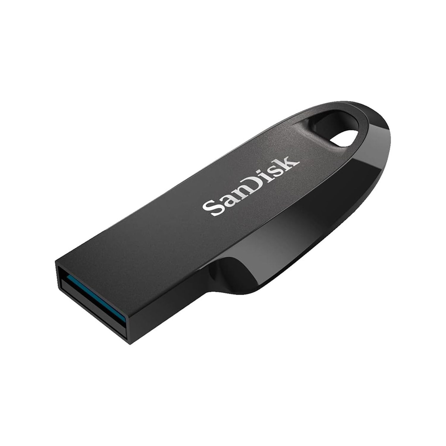 SanDisk Ultra Curve USB 3.2 Flash Drive 128GB with Up to 100MB/s Read Speed, Compact Capless Design, Keyring Hole & Plug-and-Play Storage | Black - 619659187842