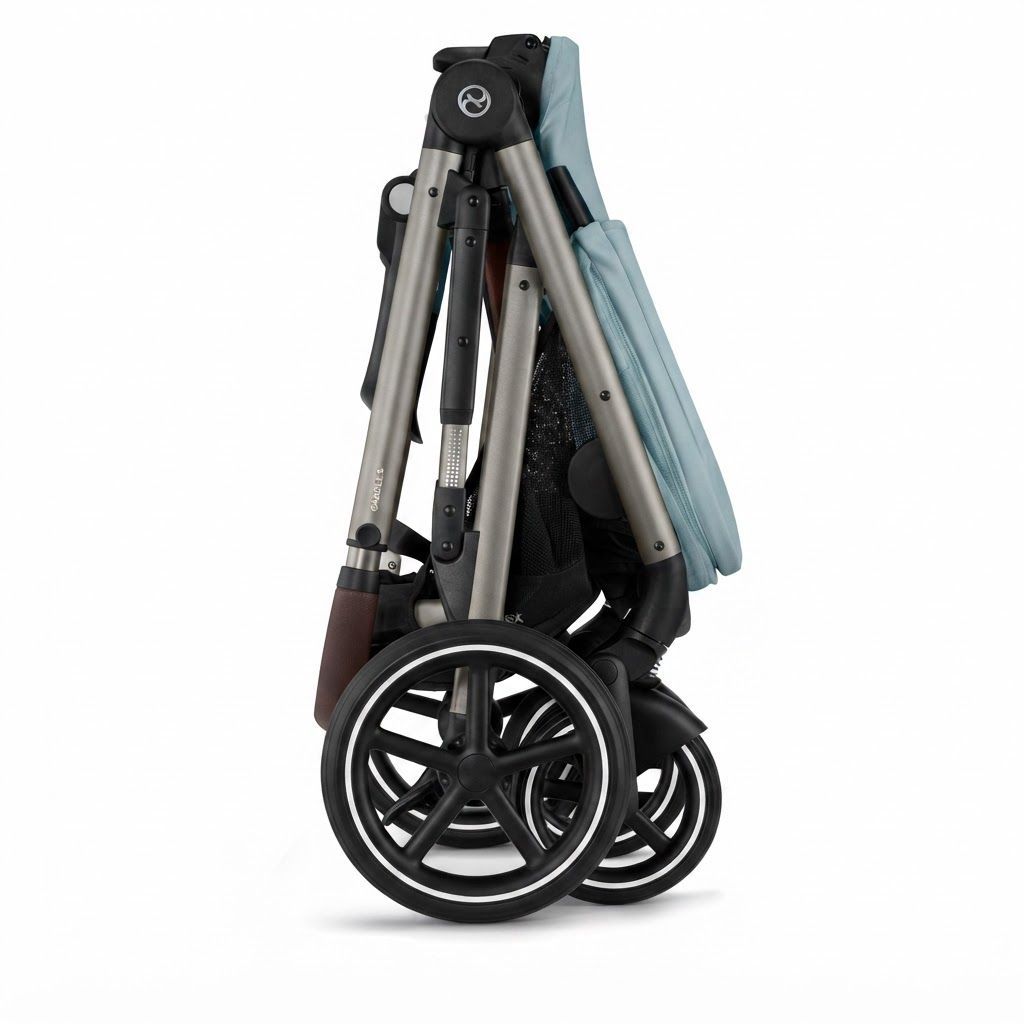Cybex Gazelle S Convertible Double Stroller, Stormy Blue Fabric, Taupe Frame - Over 20 Configurations, Adapts from One Child to Two, Stylish and Practical Design