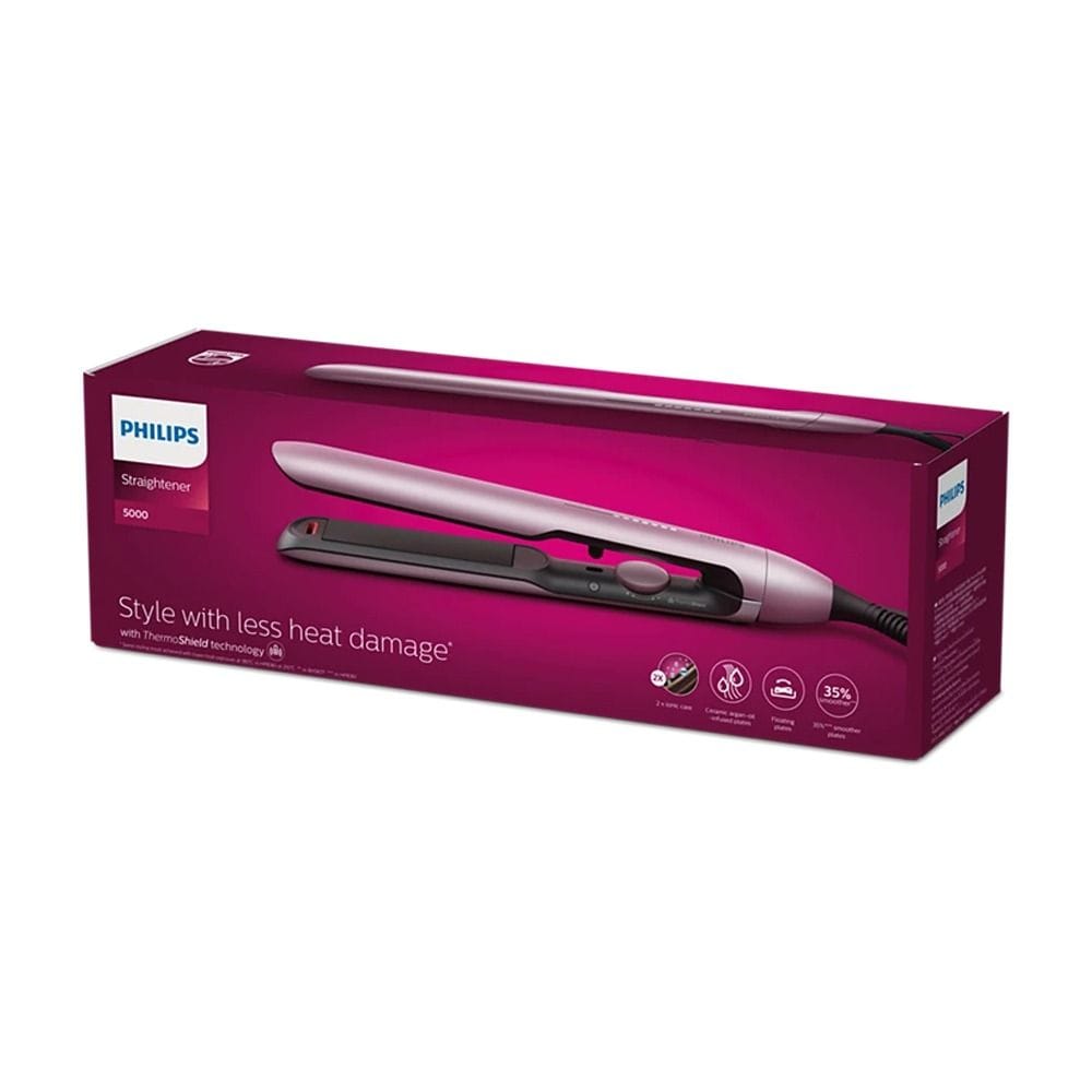 Philips Series 5000 Hair Straightener, ThermoShield Technology, Argan Oil Infused Ceramic Plates, Ionic Care & 30-Second Heat-Up | BHS530/03