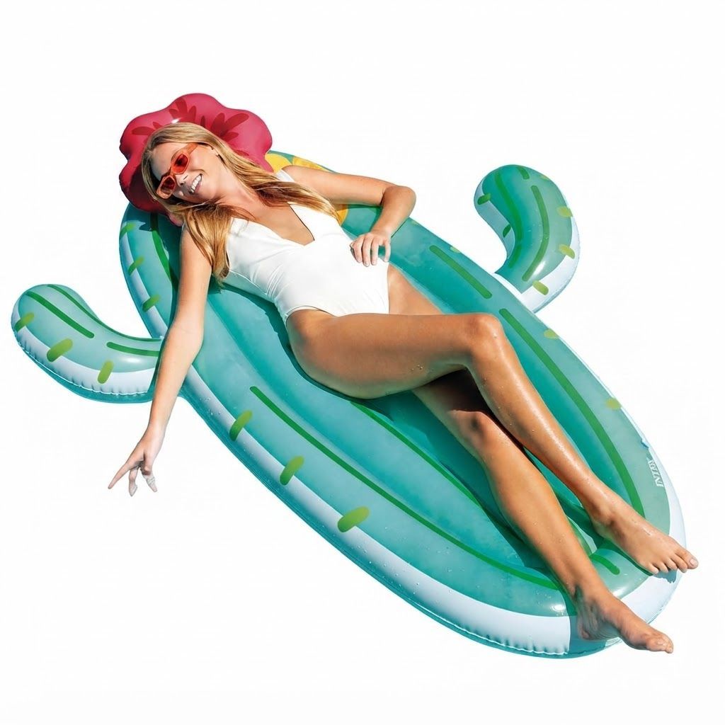 Intex Cactus Pool Float, Giant Inflatable Swimming Pool Lounger for Adults, Fun Summer Pool & Beach Float