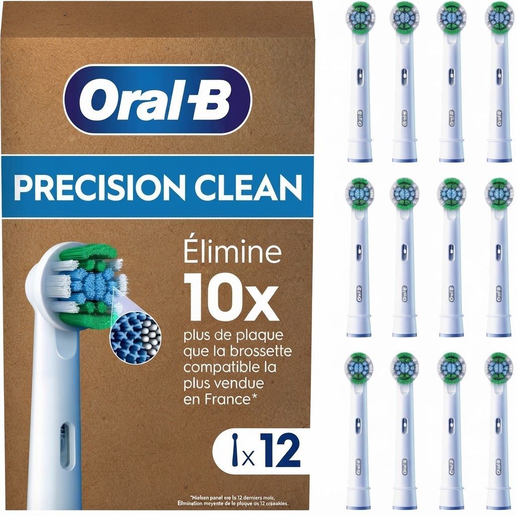 Oral-B Pro Precision Clean Electric Toothbrush Heads, White, 12-Pack - X-Shape & Angled Bristles
