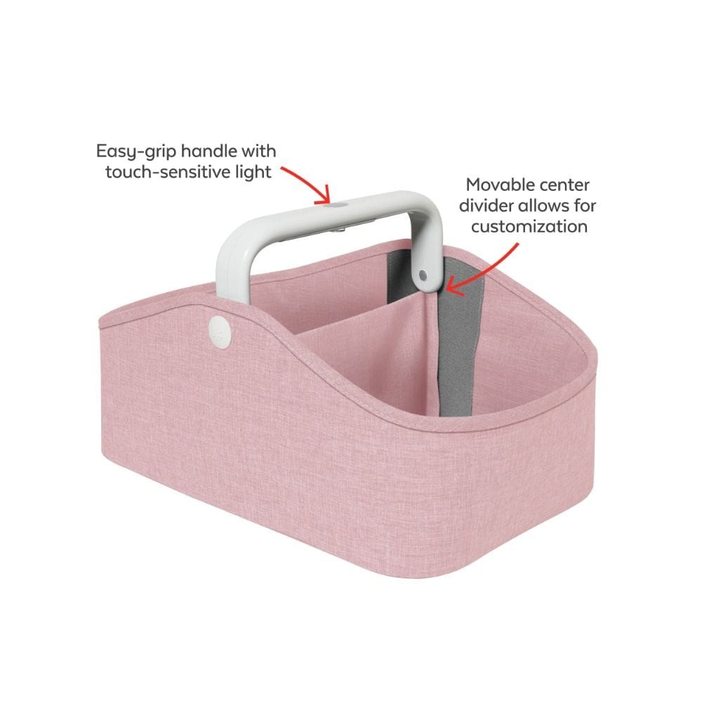 Skip Hop Light Up Diaper Caddy, Easy-Grip Handle With Soft Light, Customizable Interior Layout, Smart Pocket Storage Design - Heather Pink