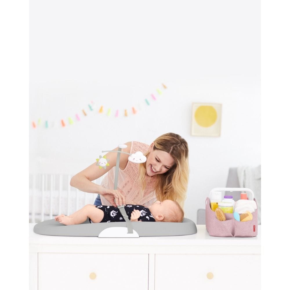 Skip Hop Light Up Diaper Caddy, Easy-Grip Handle With Soft Light, Customizable Interior Layout, Smart Pocket Storage Design - Heather Pink