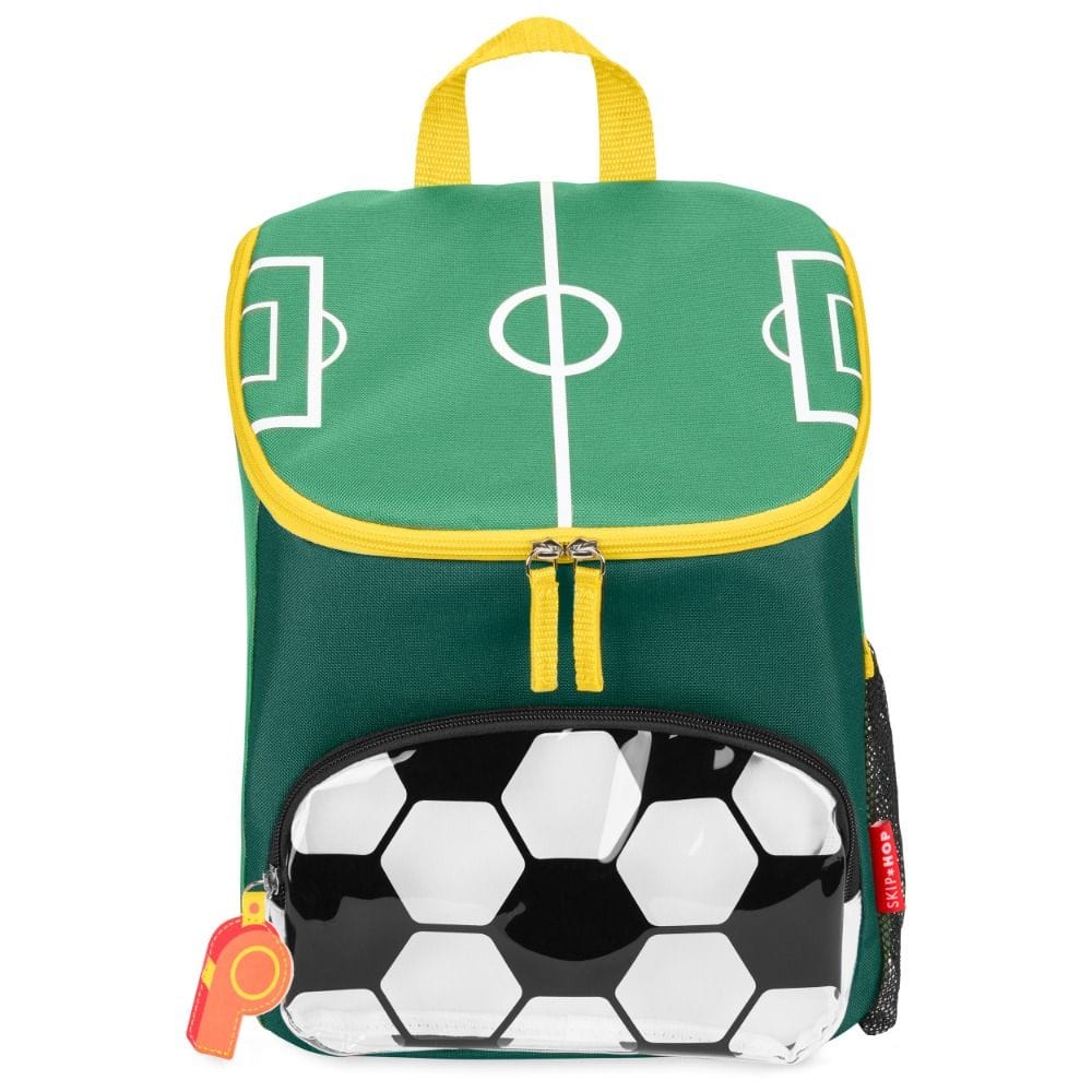 Skip Hop Football Spark Style Big Kid Backpack 3+ Years, Adjustable Padded Straps And Top Grab Handle, Clear Front Pocket, Cute Zipper Pulls - Multicolour