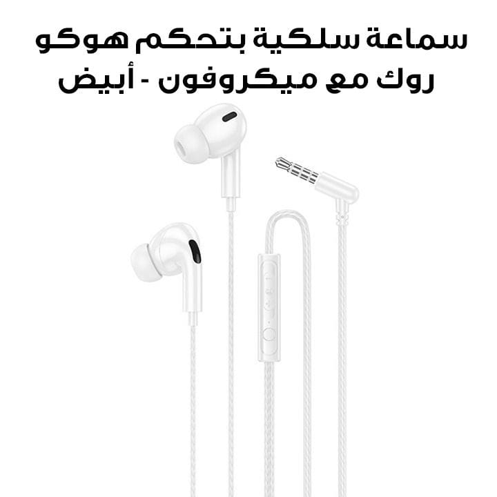 HOCO Rock Wire Control Earphones with Microphone - White | DM48
