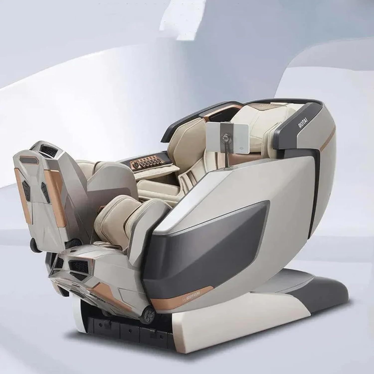 ROTAI AI Robotic Massage Chair with ROVO Walking Technology, 6D Dual Mechanism, Tri-Sole Reflexology, Heat Therapy, Voice Control & Bluetooth | Glacier Silver - RT8802
