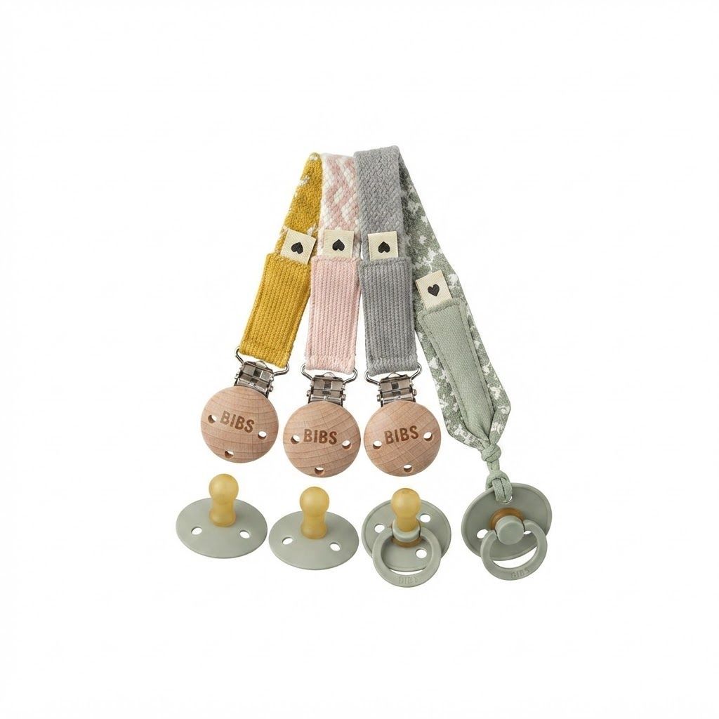 BIBS Braided Pacifier Clip 0+ Months 22cm, Safe And Practical Design, High-Quality Nickel-Free, Easily Attach To Your Baby’s Clothes - Blush/Ivory