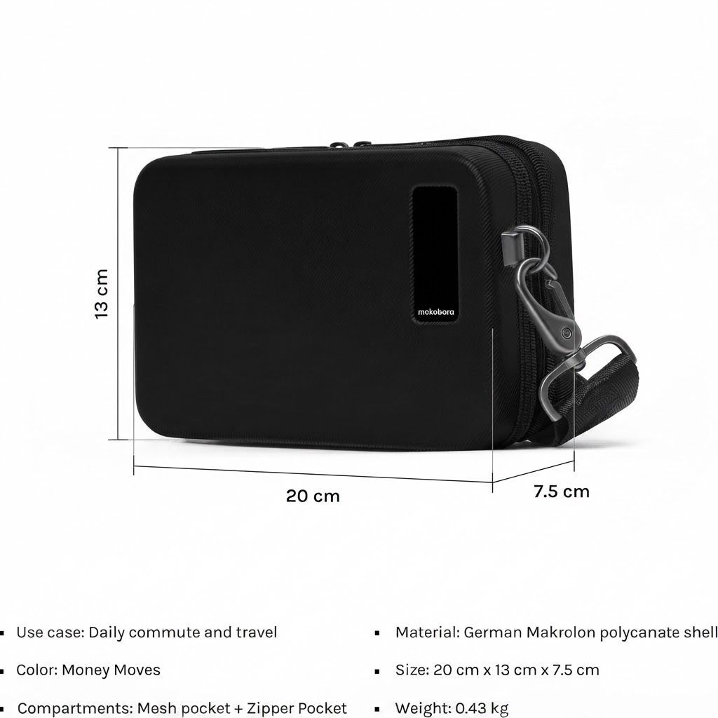 Mokobara The Moko Mini Sling Bag - Durable Hard-Shell Crossbody Travel Organizer for Men & Women 