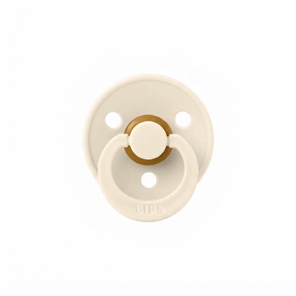 BIBS Latex Size 3 Colour Round Pacifier 18+ Months 2 Pack, Customized Comfort, Skin-Like Softness, Flexible And Durable - Ivory/Sage