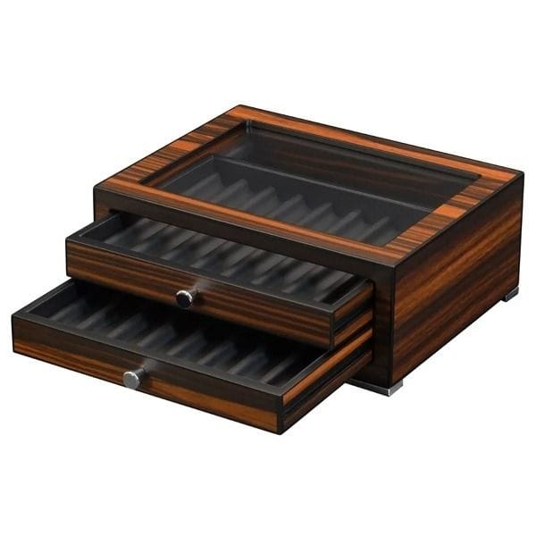 Luxury Signature Dahnag 16 Slots Wooden Pen Box, Premium MDF Pen Storage Organizer, Ebony Finish, Luxury Writing Instrument Case