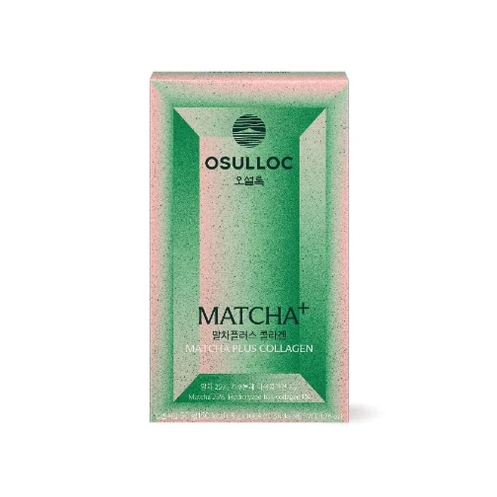 OSULLOC Matcha Plus + Collagen Tea Supplement, Jeju Matcha with Collagen, Convenient Daily Stick Pack, Smooth Matcha Blend