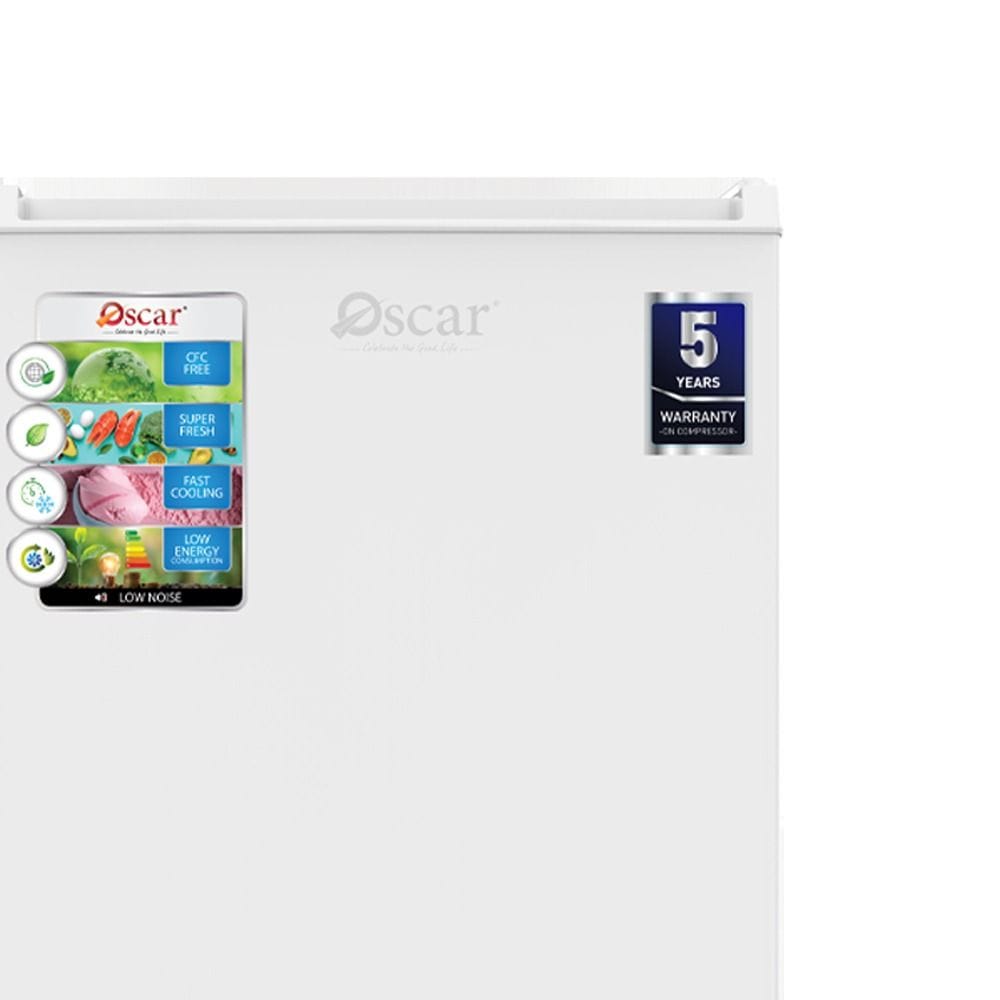 Oscar 90L Single Door Refrigerator, Manual Defrost, Reversible Door, R600a Refrigerant | White - OR100W
