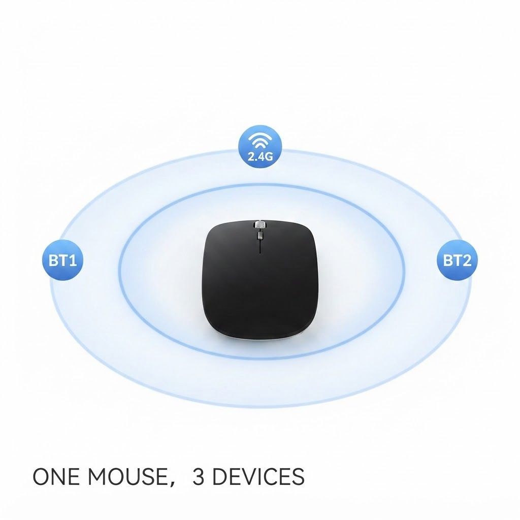 AmeFanie Rechargeable Wireless Mouse, Tri-Mode Bluetooth 5.1 & 2.4GHz Silent Mouse for Laptop