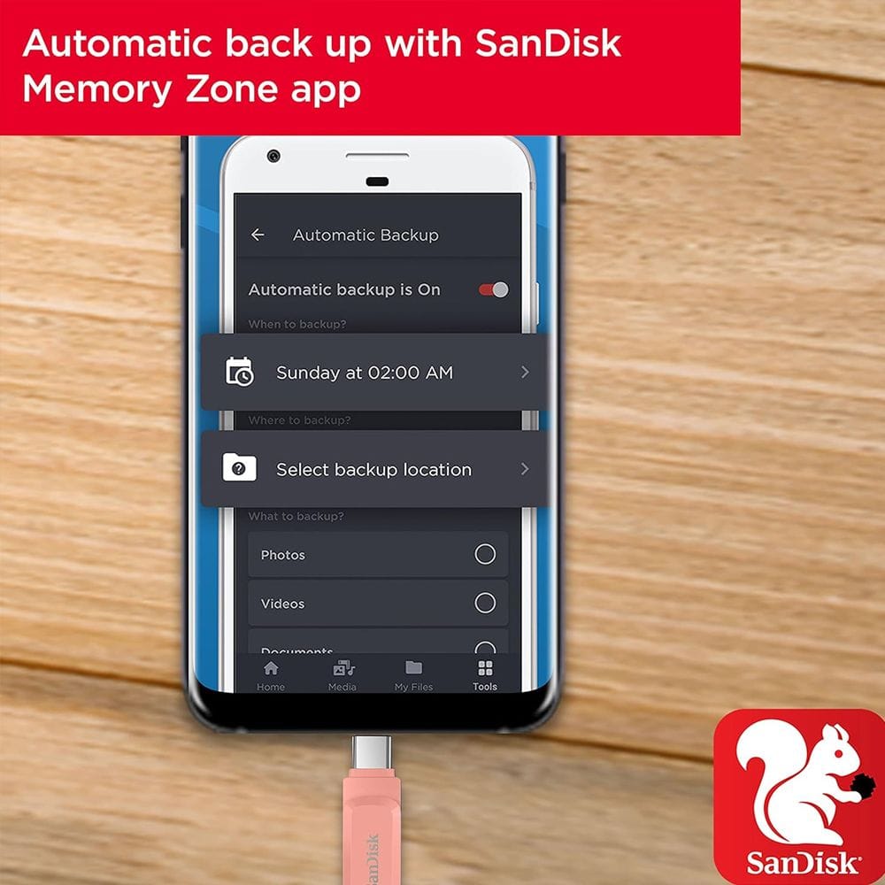 SanDisk Ultra Dual Drive Go USB Type-C Flash Drive 256GB with USB-C & USB-A Connectors, 400MB/s Read Speed, Swivel Design & Auto Backup | Peach Amber - 619659185985