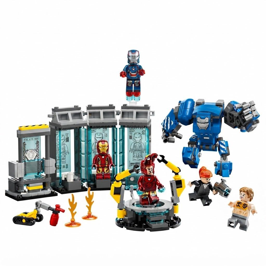 LEGO Marvel Iron Man's Laboratory: Hall of Armour Building Set, Avengers Toy 8+ years