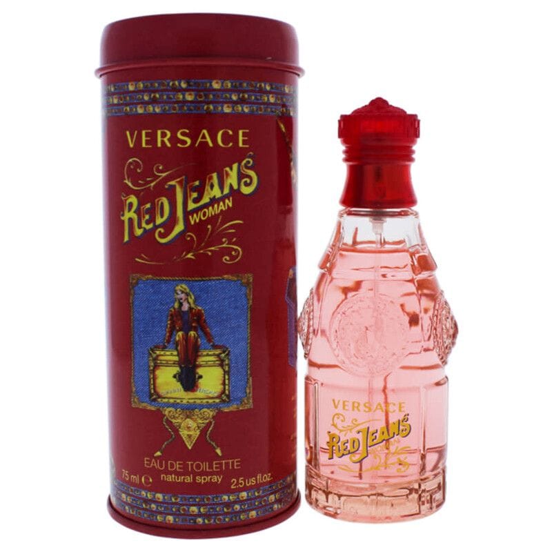 Versace Red Jeans Eau de Toilette for Women, Floral Fruity Fragrance with Peach, Freesia, Rose, Vanilla & Sandalwood - 75ml