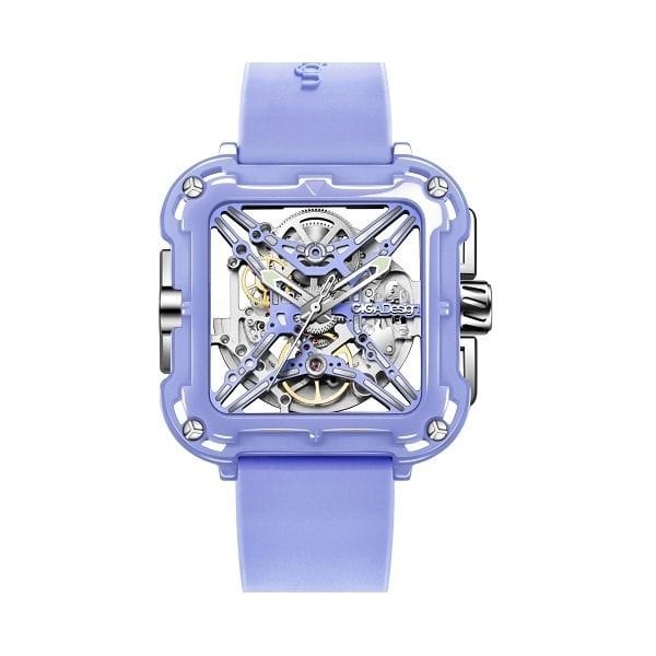 CIGA Design X-Series Ceramic Purple Automatic Watch, 44mm Ceramic Case, Silicone Rubber Strap, Shock-Absorbing Case, 3ATM Water Resistant