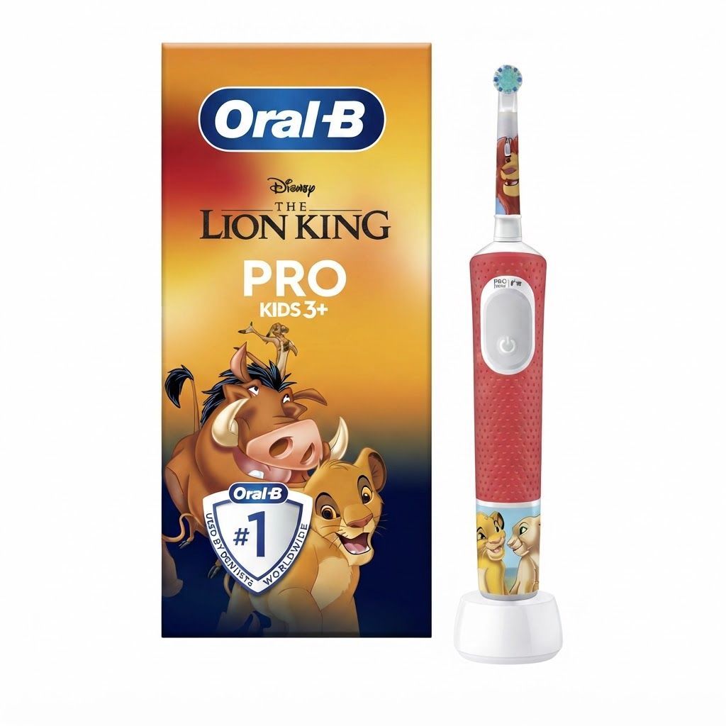 Oral-B Vitality 300 Rechargeable Kids Electric Toothbrush, Lion King D103.413.2K, Red - 2 Modes