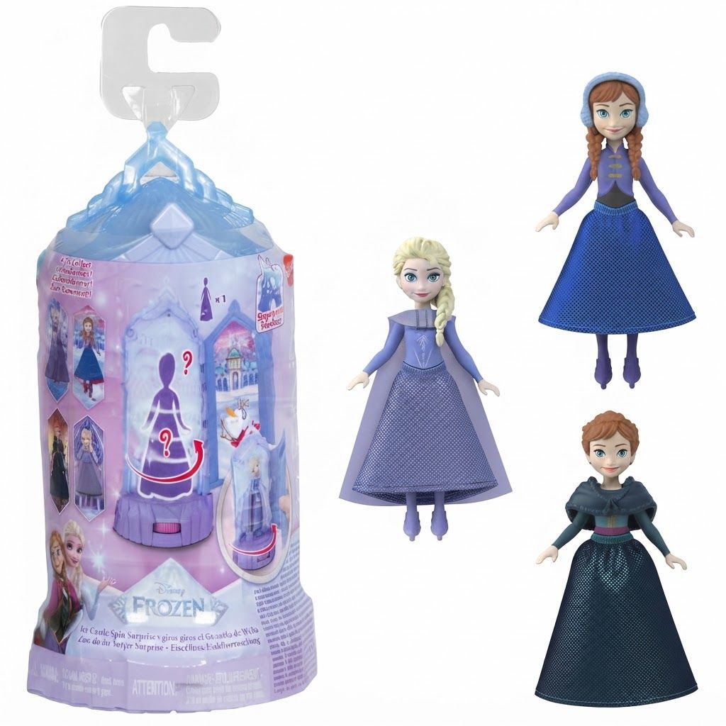 Mattel Disney Frozen Ice Castle Spinning Surprise Playset with Miniature Doll JCR90, Collectible Mystery-Themed Playset