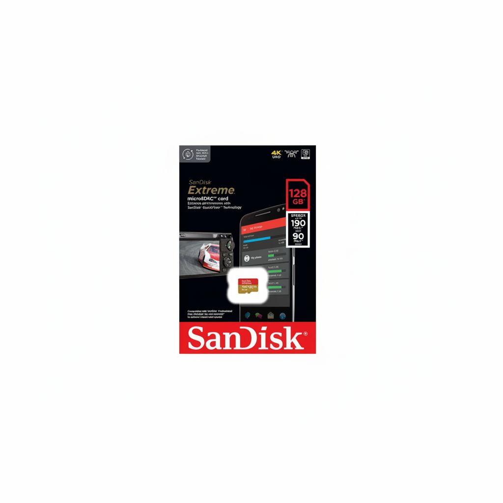 سانديسك إكستريم microSDXC UHS-I سعة 128 جيجابايت، فئة V30، بسرعة قراءة 190 ميجابايت/ثانية وكتابة 90 ميجابايت/ثانية لتصوير فيديو 4K، أحمر/ذهبي