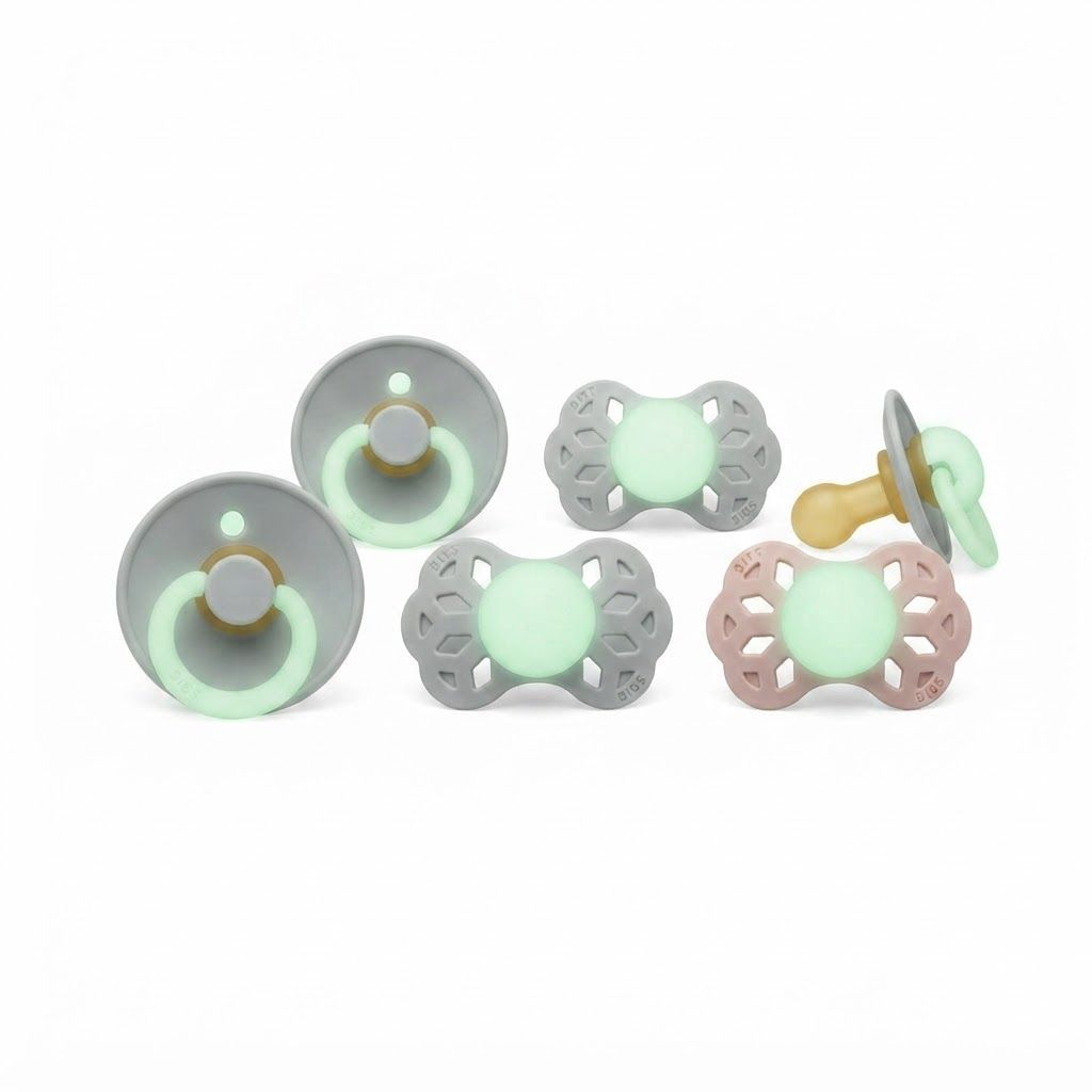 BIBS Latex Colour Round Pacifier Size 2 6+ Months 2 Pack, Customized Comfort, Skin-Like Softness, Flexible And Durable - Blush Glow/Vanilla Glow
