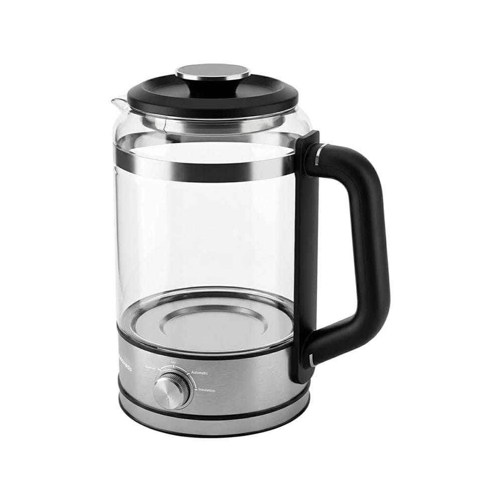 Moxedo Aeris Steam Tea Brewer, 1.5L BPA-Free Glass Carafe, Stainless Steel Tea Filter, Smart Control Dial, Manual, Auto & Insulation Modes | Black - MX-STB03