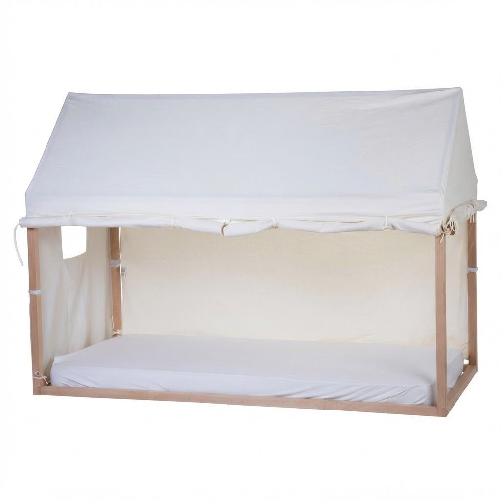 Childhome Bed Frame House Cover 90x200cm, Handy Windows, Roll-Up Sides, Very Easy To Attach - White