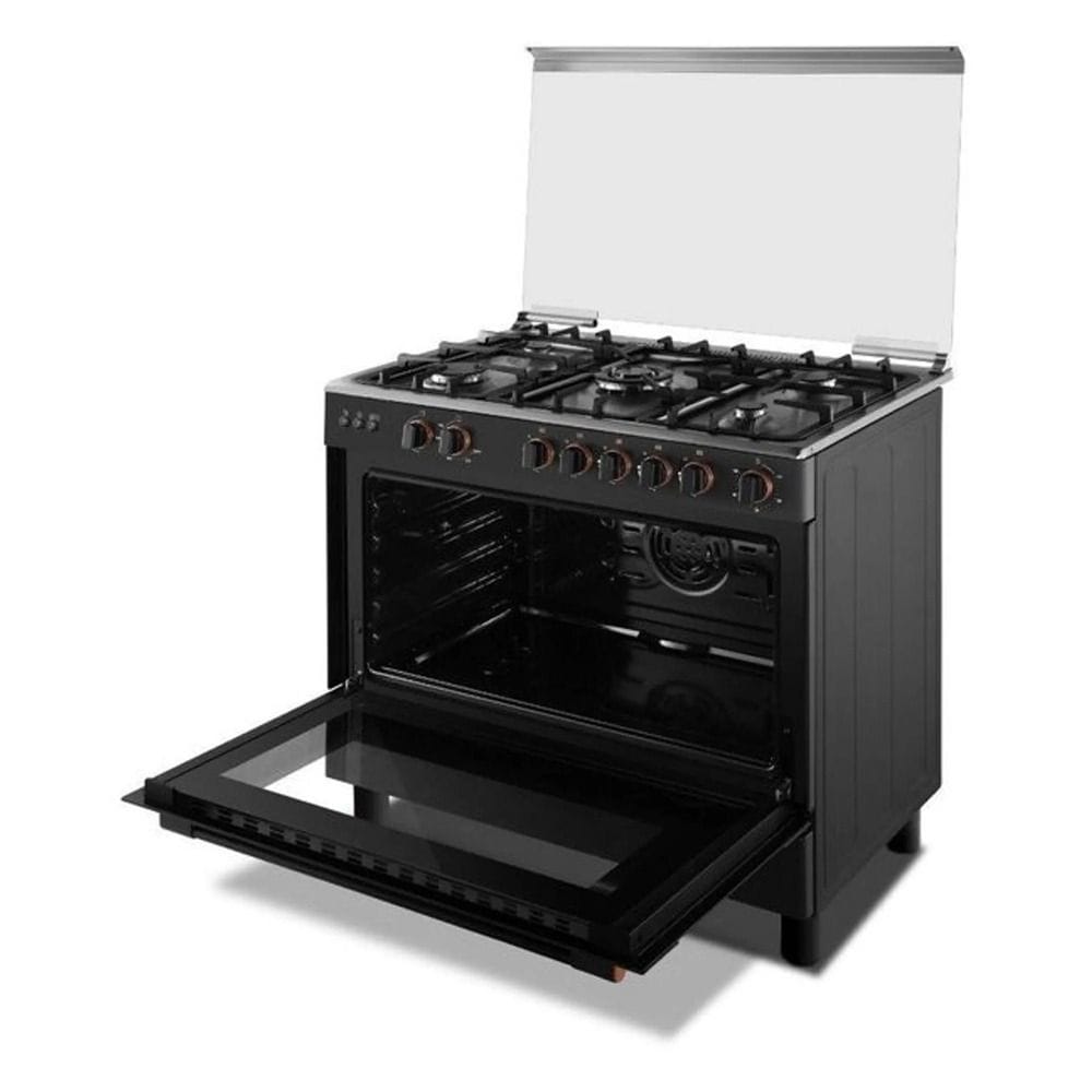 Toshiba 90x60 Gas Cooking Range, 5 SABAF Burners, Convection Fan, Cast Iron Support, Stainless Steel | TBA-36LMG5G
