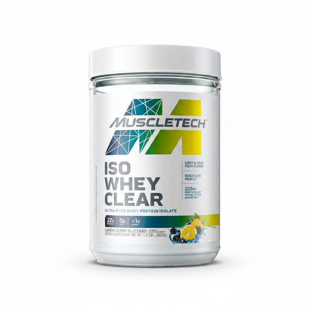 MuscleTech Iso Whey Clear - Ultra Pure Whey Protein Isolate, Lemon Berry Blizzard Flavor, 503g