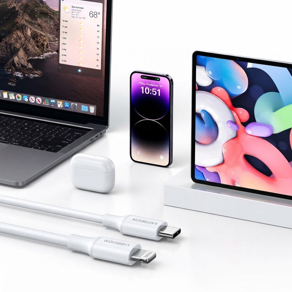 UGREEN USB C to Lightning Cable 1M, Apple MFi Certified 20W PD Fast Charging Cord for iPhone
