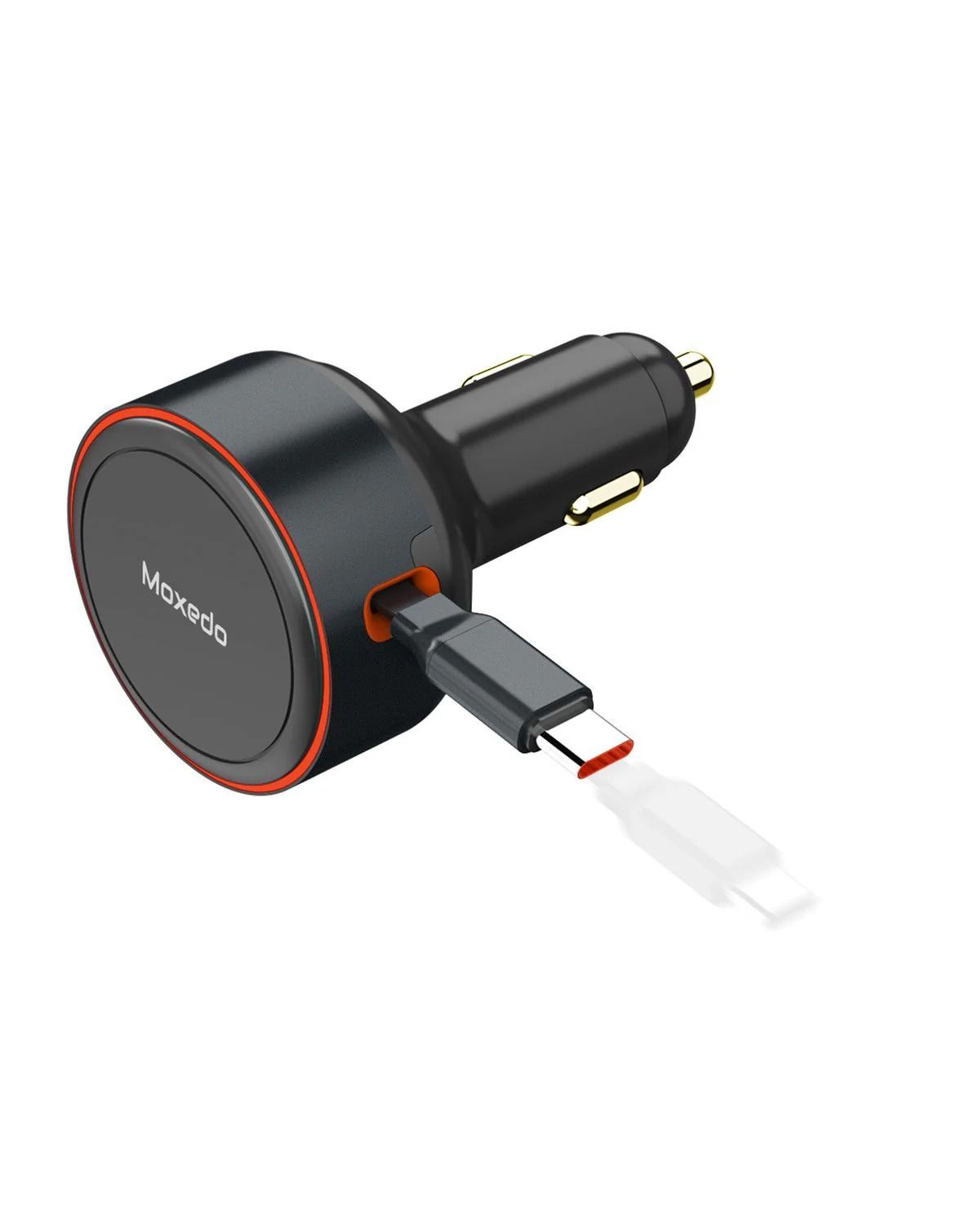 Moxedo Ultra Fast Car Charger 60W with Built-In Retractable USB-C Cable & Fast Charging | Black - MX-CC029