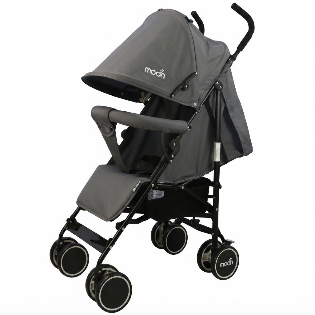 The Moon Brand Neo Plus Lightweight Travel Stroller Compact Umbrella Fold Pushchair for Babies, Up to 18 kg, 0 Months+ | Grey