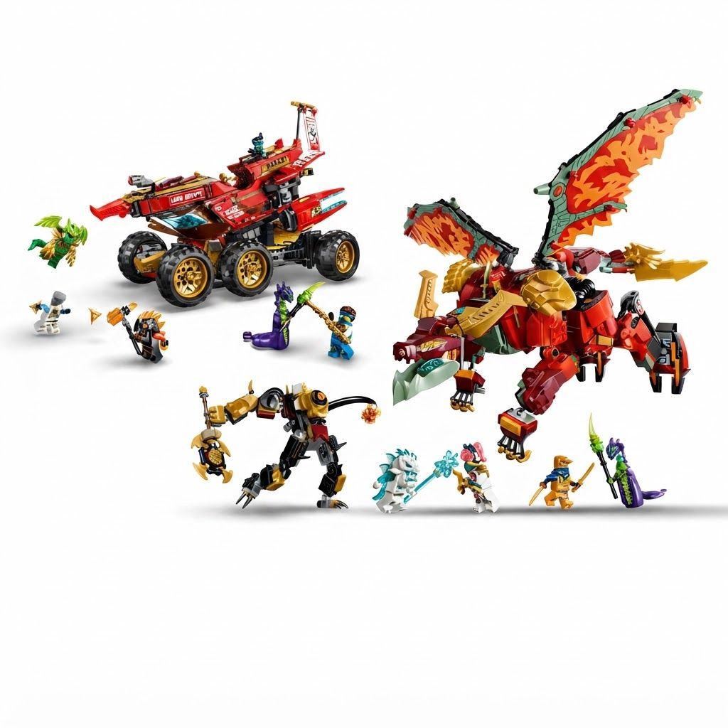 LEGO NINJAGO Land Bounty 3-in-1 Ninja Vehicle Toy Building Set with Flying Boat, Off-Road 9+ years, 3-in-1 Vehicle