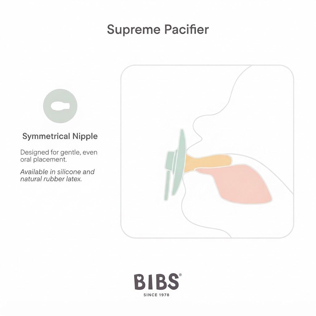 BIBS Supreme Pacifiers Size 1 0+ Months 2 Pack, Natural Rubber Latex Nipple, Generous Ventilation Openings - Woodchuck/Blush