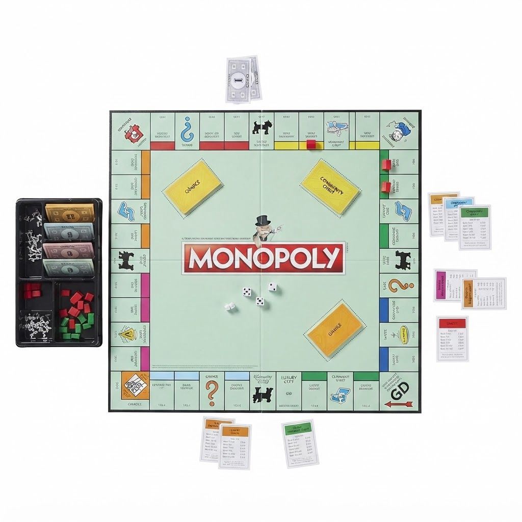 Monopoly Arabic Board Game - Classic Property Trading Game with Banker's Storage Tray, 8 Updated  2 to 6 Players